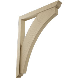 Ekena Millwork - BKTUR0352X30X38THR01RCPR - Timberthane Faux Wood Thorton Style Bracket w/ Offset Brace, Traditional Ends, 3 1/2"W x 30"D x 38"H, Primed Tan