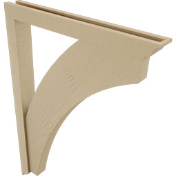 Ekena Millwork - BKTUR0352X30X42THR01RCPR - Timberthane Faux Wood Thorton Style Bracket w/ Offset Brace, Traditional Ends, 3 1/2"W x 30"D x 42"H, Primed Tan