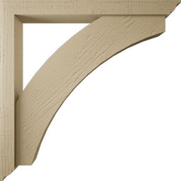 Ekena Millwork - BKTUR0352X32X32THR01RCPR - Timberthane Faux Wood Thorton Style Bracket w/ Offset Brace, Traditional Ends, 3 1/2"W x 32"D x 32"H, Primed Tan