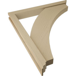 Ekena Millwork - BKTUR0352X32X36THR01RCPR - Timberthane Faux Wood Thorton Style Bracket w/ Offset Brace, Traditional Ends, 3 1/2"W x 32"D x 36"H, Primed Tan