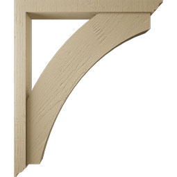 Ekena Millwork - BKTUR0352X32X38THR01RCPR - Timberthane Faux Wood Thorton Style Bracket w/ Offset Brace, Traditional Ends, 3 1/2"W x 32"D x 38"H, Primed Tan