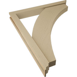 Ekena Millwork - BKTUR0352X32X38THR01RCPR - Timberthane Faux Wood Thorton Style Bracket w/ Offset Brace, Traditional Ends, 3 1/2"W x 32"D x 38"H, Primed Tan