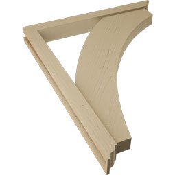 Ekena Millwork - BKTUR0352X32X40THR01RCPR - Timberthane Faux Wood Thorton Style Bracket w/ Offset Brace, Traditional Ends, 3 1/2"W x 32"D x 40"H, Primed Tan