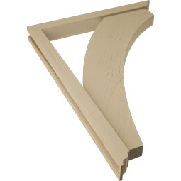 Ekena Millwork - BKTUR0352X32X44THR01RCPR - Timberthane Faux Wood Thorton Style Bracket w/ Offset Brace, Traditional Ends, 3 1/2"W x 32"D x 44"H, Primed Tan