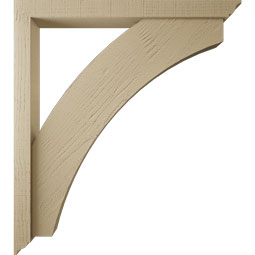 Ekena Millwork - BKTUR0352X34X38THR01RCPR - Timberthane Faux Wood Thorton Style Bracket w/ Offset Brace, Traditional Ends, 3 1/2"W x 34"D x 38"H, Primed Tan
