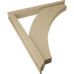 Ekena Millwork - BKTUR0352X34X38THR01RCPR - Timberthane Faux Wood Thorton Style Bracket w/ Offset Brace, Traditional Ends, 3 1/2"W x 34"D x 38"H, Primed Tan