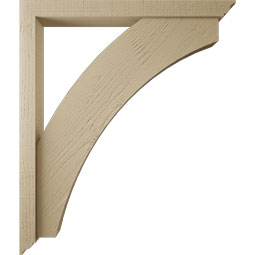 Ekena Millwork - BKTUR0352X34X40THR01RCPR - Timberthane Faux Wood Thorton Style Bracket w/ Offset Brace, Traditional Ends, 3 1/2"W x 34"D x 40"H, Primed Tan