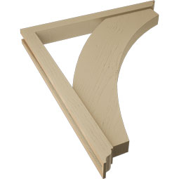 Ekena Millwork - BKTUR0352X34X40THR01RCPR - Timberthane Faux Wood Thorton Style Bracket w/ Offset Brace, Traditional Ends, 3 1/2"W x 34"D x 40"H, Primed Tan