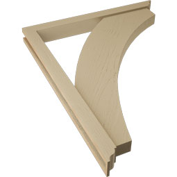 Ekena Millwork - BKTUR0352X34X42THR01RCPR - Timberthane Faux Wood Thorton Style Bracket w/ Offset Brace, Traditional Ends, 3 1/2"W x 34"D x 42"H, Primed Tan