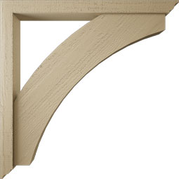 Ekena Millwork - BKTUR0352X36X36THR01RCPR - Timberthane Faux Wood Thorton Style Bracket w/ Offset Brace, Traditional Ends, 3 1/2"W x 36"D x 36"H, Primed Tan