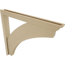 Ekena Millwork - BKTUR0352X36X36THR01RCPR - Timberthane Faux Wood Thorton Style Bracket w/ Offset Brace, Traditional Ends, 3 1/2"W x 36"D x 36"H, Primed Tan