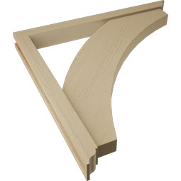 Ekena Millwork - BKTUR0352X36X36THR01RCPR - Timberthane Faux Wood Thorton Style Bracket w/ Offset Brace, Traditional Ends, 3 1/2"W x 36"D x 36"H, Primed Tan