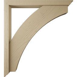 Ekena Millwork - BKTUR0352X36X40THR01RCPR - Timberthane Faux Wood Thorton Style Bracket w/ Offset Brace, Traditional Ends, 3 1/2"W x 36"D x 40"H, Primed Tan