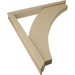 Ekena Millwork - BKTUR0352X36X40THR01RCPR - Timberthane Faux Wood Thorton Style Bracket w/ Offset Brace, Traditional Ends, 3 1/2"W x 36"D x 40"H, Primed Tan
