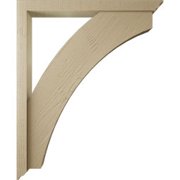 Ekena Millwork - BKTUR0352X36X44THR01RCPR - Timberthane Faux Wood Thorton Style Bracket w/ Offset Brace, Traditional Ends, 3 1/2"W x 36"D x 44"H, Primed Tan