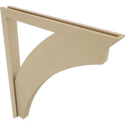 Ekena Millwork - BKTUR0352X36X44THR01RCPR - Timberthane Faux Wood Thorton Style Bracket w/ Offset Brace, Traditional Ends, 3 1/2"W x 36"D x 44"H, Primed Tan
