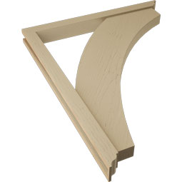 Ekena Millwork - BKTUR0352X36X44THR01RCPR - Timberthane Faux Wood Thorton Style Bracket w/ Offset Brace, Traditional Ends, 3 1/2"W x 36"D x 44"H, Primed Tan