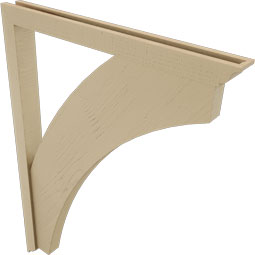 Ekena Millwork - BKTUR0352X36X48THR01RCPR - Timberthane Faux Wood Thorton Style Bracket w/ Offset Brace, Traditional Ends, 3 1/2"W x 36"D x 48"H, Primed Tan