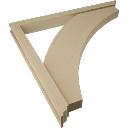 Ekena Millwork - BKTUR0352X38X38THR01RCPR - Timberthane Faux Wood Thorton Style Bracket w/ Offset Brace, Traditional Ends, 3 1/2"W x 38"D x 38"H, Primed Tan