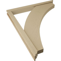 Ekena Millwork - BKTUR0352X38X44THR01RCPR - Timberthane Faux Wood Thorton Style Bracket w/ Offset Brace, Traditional Ends, 3 1/2"W x 38"D x 44"H, Primed Tan