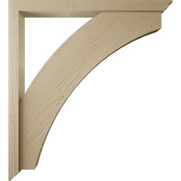 Ekena Millwork - BKTUR0352X40X44THR01RCPR - Timberthane Faux Wood Thorton Style Bracket w/ Offset Brace, Traditional Ends, 3 1/2"W x 40"D x 44"H, Primed Tan