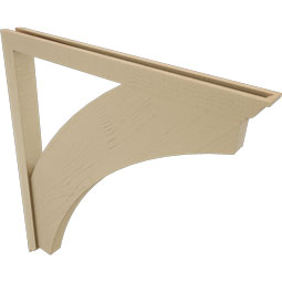 Ekena Millwork - BKTUR0352X40X44THR01RCPR - Timberthane Faux Wood Thorton Style Bracket w/ Offset Brace, Traditional Ends, 3 1/2"W x 40"D x 44"H, Primed Tan
