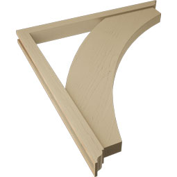 Ekena Millwork - BKTUR0352X40X44THR01RCPR - Timberthane Faux Wood Thorton Style Bracket w/ Offset Brace, Traditional Ends, 3 1/2"W x 40"D x 44"H, Primed Tan