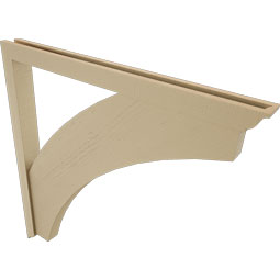 Ekena Millwork - BKTUR0352X42X42THR01RCPR - Timberthane Faux Wood Thorton Style Bracket w/ Offset Brace, Traditional Ends, 3 1/2"W x 42"D x 42"H, Primed Tan