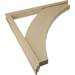 Ekena Millwork - BKTUR0352X42X42THR01RCPR - Timberthane Faux Wood Thorton Style Bracket w/ Offset Brace, Traditional Ends, 3 1/2"W x 42"D x 42"H, Primed Tan