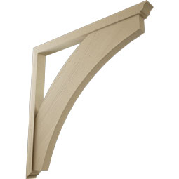 Ekena Millwork - BKTUR0352X42X42THR01RCPR - Timberthane Faux Wood Thorton Style Bracket w/ Offset Brace, Traditional Ends, 3 1/2"W x 42"D x 42"H, Primed Tan