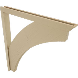 Ekena Millwork - BKTUR0352X42X48THR01RCPR - Timberthane Faux Wood Thorton Style Bracket w/ Offset Brace, Traditional Ends, 3 1/2"W x 42"D x 48"H, Primed Tan