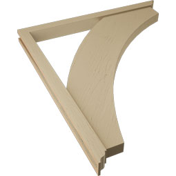 Ekena Millwork - BKTUR0352X42X48THR01RCPR - Timberthane Faux Wood Thorton Style Bracket w/ Offset Brace, Traditional Ends, 3 1/2"W x 42"D x 48"H, Primed Tan