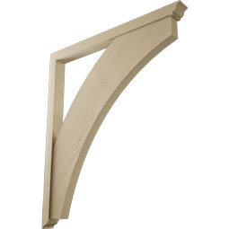 Ekena Millwork - BKTUR0352X42X48THR01RCPR - Timberthane Faux Wood Thorton Style Bracket w/ Offset Brace, Traditional Ends, 3 1/2"W x 42"D x 48"H, Primed Tan