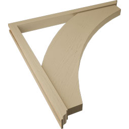 Ekena Millwork - BKTUR0352X46X46THR01RCPR - Timberthane Faux Wood Thorton Style Bracket w/ Offset Brace, Traditional Ends, 3 1/2"W x 46"D x 46"H, Primed Tan