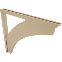 Ekena Millwork - BKTUR0352X48X48THR01RCPR - Timberthane Faux Wood Thorton Style Bracket w/ Offset Brace, Traditional Ends, 3 1/2"W x 48"D x 48"H, Primed Tan