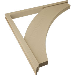 Ekena Millwork - BKTUR0352X48X48THR01RCPR - Timberthane Faux Wood Thorton Style Bracket w/ Offset Brace, Traditional Ends, 3 1/2"W x 48"D x 48"H, Primed Tan
