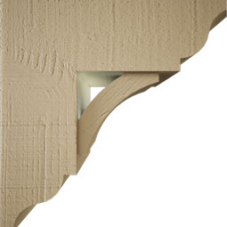 Ekena Millwork - BKTUR0554X14X14THR01RCPR - Timberthane Faux Wood Thorton Style Bracket w/ Offset Brace, Traditional Ends, 5 1/2"W x 14"D x 14"H, Primed Tan