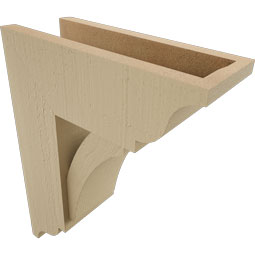 Ekena Millwork - BKTUR0554X14X18THR01RCPR - Timberthane Faux Wood Thorton Style Bracket w/ Offset Brace, Traditional Ends, 5 1/2"W x 14"D x 18"H, Primed Tan