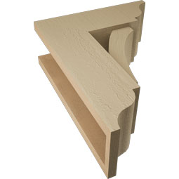 Ekena Millwork - BKTUR0554X14X18THR01RCPR - Timberthane Faux Wood Thorton Style Bracket w/ Offset Brace, Traditional Ends, 5 1/2"W x 14"D x 18"H, Primed Tan