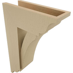 Ekena Millwork - BKTUR0554X14X22THR01RCPR - Timberthane Faux Wood Thorton Style Bracket w/ Offset Brace, Traditional Ends, 5 1/2"W x 14"D x 22"H, Primed Tan