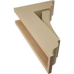 Ekena Millwork - BKTUR0554X14X22THR01RCPR - Timberthane Faux Wood Thorton Style Bracket w/ Offset Brace, Traditional Ends, 5 1/2"W x 14"D x 22"H, Primed Tan