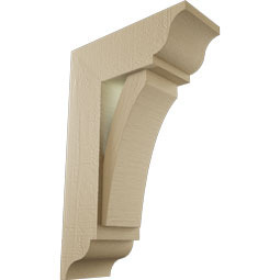 Ekena Millwork - BKTUR0554X14X22THR01RCPR - Timberthane Faux Wood Thorton Style Bracket w/ Offset Brace, Traditional Ends, 5 1/2"W x 14"D x 22"H, Primed Tan
