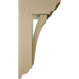 Ekena Millwork - BKTUR0554X14X26THR01RCPR - Timberthane Faux Wood Thorton Style Bracket w/ Offset Brace, Traditional Ends, 5 1/2"W x 14"D x 26"H, Primed Tan