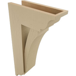Ekena Millwork - BKTUR0554X14X26THR01RCPR - Timberthane Faux Wood Thorton Style Bracket w/ Offset Brace, Traditional Ends, 5 1/2"W x 14"D x 26"H, Primed Tan