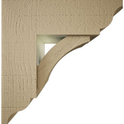 Ekena Millwork - BKTUR0554X16X16THR01RCPR - Timberthane Faux Wood Thorton Style Bracket w/ Offset Brace, Traditional Ends, 5 1/2"W x 16"D x 16"H, Primed Tan