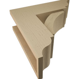 Ekena Millwork - BKTUR0554X16X16THR01RCPR - Timberthane Faux Wood Thorton Style Bracket w/ Offset Brace, Traditional Ends, 5 1/2"W x 16"D x 16"H, Primed Tan