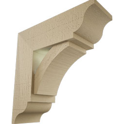 Ekena Millwork - BKTUR0554X16X16THR01RCPR - Timberthane Faux Wood Thorton Style Bracket w/ Offset Brace, Traditional Ends, 5 1/2"W x 16"D x 16"H, Primed Tan