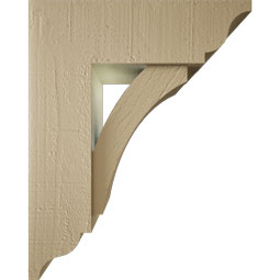Ekena Millwork - BKTUR0554X16X20THR01RCPR - Timberthane Faux Wood Thorton Style Bracket w/ Offset Brace, Traditional Ends, 5 1/2"W x 16"D x 20"H, Primed Tan