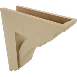Ekena Millwork - BKTUR0554X16X20THR01RCPR - Timberthane Faux Wood Thorton Style Bracket w/ Offset Brace, Traditional Ends, 5 1/2"W x 16"D x 20"H, Primed Tan