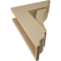 Ekena Millwork - BKTUR0554X16X20THR01RCPR - Timberthane Faux Wood Thorton Style Bracket w/ Offset Brace, Traditional Ends, 5 1/2"W x 16"D x 20"H, Primed Tan